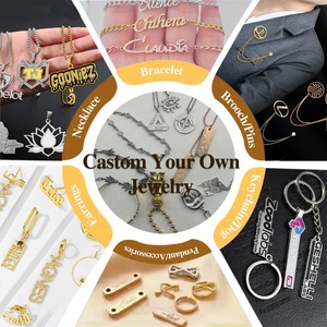 Collier et bracelet personnalisés avec logo en lettres 3D, bijoux hip-hop, hypoallergéniques, imperméables, en acier inoxydable personnalisé - Product Image 1