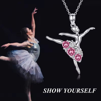Collier pendentif ballerine en argent sterling 925 avec cristal autrichien, bijou danseuse de ballet, cadeau, vente en gros