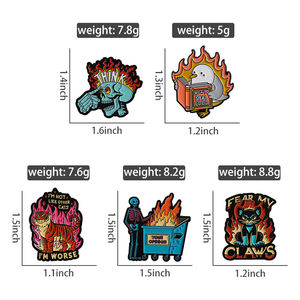 着火的恐怖头骨认为珐琅别针老虎我不像其他猫我更糟糕的胸针翻领徽章朋克珠宝给朋友的礼物 - Product Image 6