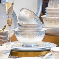 Service de table en céramique de luxe à motif floral, 60 pièces, style moderne minimaliste, en porcelaine fine, directement de l'usine