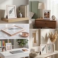 Cadre photo en alliage de zinc au design rectangulaire moderne, bordure blanche brillante et support de table pour marques de cadeaux, directement de l'usine