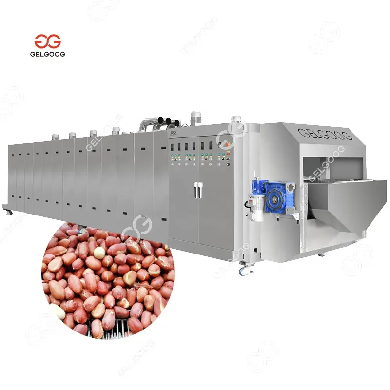 Pemanas Gas Otomatis Kontrol PLC 8.5M Kacang Mete Almond Mesin Pemanggang dan Pendingin Kacang