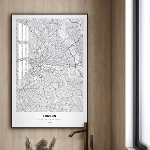Póster de mapa de ciudad, lienzo de ciudad natal en blanco y negro, pintura impresa, mapa personalizado, regalo, decoración moderna para el hogar, pintura de arte de pared - Product Image 4