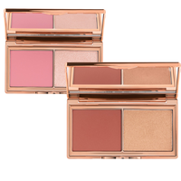 Private Label Palette de fard à joues 2 en 1 imperméable et résistante à la sueur Palette de fard à joues surligneur Contour Palette de fard à joues