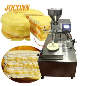 Automatische Mango Crêpe Cake Crème Smeren Machine/12 Layer Cake Crème Verspreiden Machine/20 Cm Mousse Cake Crème coating Machine