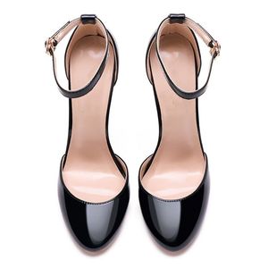 Zapatos de Tacón Alto con Correa en el Tobillo, Punta Redonda, de Charol, con Suela y Plantilla Personalizables, Tallas 33-46, para Mujer - Product Image 6