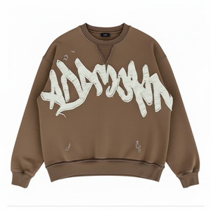Sudadera de invierno con grafiti desgastado marrón, ecológica, de gran tamaño para hombres y mujeres, hecha con 100% algodón Terry - Product Image 1