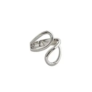 Anel de prata esterlina 925 impermeável, anel moderno irregular e oco de baixo preço