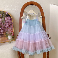Robe de princesse sans manches en tulle coloré pour enfants, robe tutu d'été pour filles