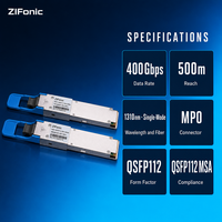 Modul Transceiver Optik ZIFonic 400G QSFP112 DR4 1310nm Single-Mode MPO 500m 400Gbps Fiber untuk Interkoneksi Pusat Data QSFP112