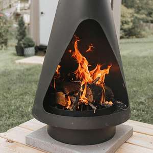 高品質卸売多機能ガーデン暖炉煙突デザインチャコールブラックコルテン鋼製屋外用煙突 - Product Image 1
