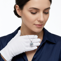 Collier chaîne en argent 925 plaqué platine KARATS, certifié GRA, avec pierre brillante de 5 carats, couleur D, taille brillante originale, motif vague d'eau
