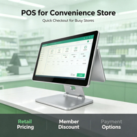 Terminal de point de vente à double écran tactile de 15,6 pouces, caisse enregistreuse, système de point de vente Windows Android pour la vente au détail et la restauration