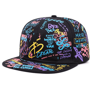 Cappellino da Baseball Personalizzato con Graffiti Colorati, Stile Hip-Hop, Casual, Protezione Solare, Snapback Stampato, Streetwear, Tessuto Comune, Produzione di Fabbrica - Product Image 6