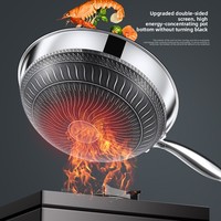 Poêle à frire en acier inoxydable 316 moderne et durable, à induction concave, antiadhésive, à fond pointu, pour cuisinière à gaz