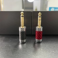 Connecteur audio RASANTEK en fibre de carbone 6,35 mm, plaqué or 24 carats, pour amplificateur d'écouteurs HiFi, casque studio