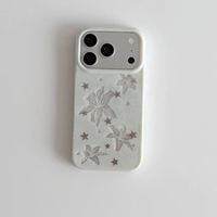ZL044 Casing iPhone 17/16/15/14 dengan Pola Bunga Lily Putih Sederhana untuk Gaya Elegan, 13 untuk Gaya Unik