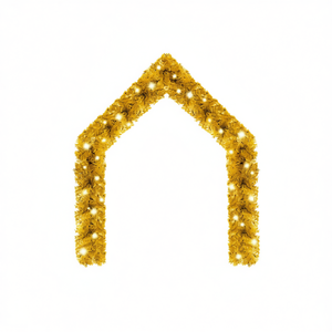 Guirlande de Noël dorée de 33 pieds avec lumières LED en forme d'arche, à fixer au mur, blanc chaud, style traditionnel, décoration - Product Image 1