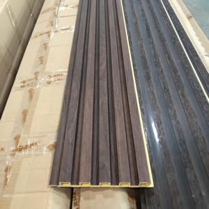 Chống cháy không thấm nước WPC <span class=keywords><strong>Panel</strong></span> tường Slatted Board sợi tre rãnh tấm 3D trang trí nội thất Bảng điều khiển trang trí nội thất PVC Ốp - Product Image 1