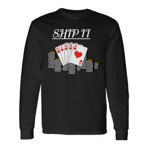 Camiseta de manga larga Ship It Poker con diseño de fichas de cartas Royal Flush Heart - Product Image 1