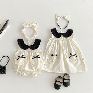 Macacão Sem Mangas de Verão para Menina Bebê Vestido Infantil com Lapela Roupas Doces para Crianças - Product Image 1