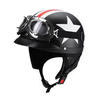Casque de moto classique unisexe léger et ouvert, homologué DOT, pour femmes et hommes, en cuir semi-rétro vintage