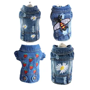 Korea Popular Puppy Jean Jacket Luxury Dog Coat Quality Fashion Embroidery Dog Jean Vest Pet Clothes