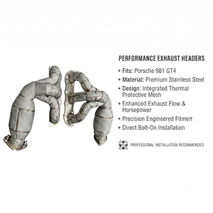 Vortex Heat-Wrapped Stainless Manifold Assembly Featuring Performance Flow Fits Porsche 981 GT4 Upgrade - Product Image 1