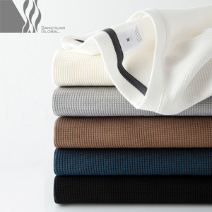 T-shirt à manches longues en tricot gaufré personnalisé en gros pour hommes, tissu en viscose de bambou durable - Product Image 1