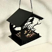 Mangeoire à oiseaux décorative en métal Oniya, mangeoire à graines pour oiseaux sauvages en plein air, plateforme d'alimentation pour jardin