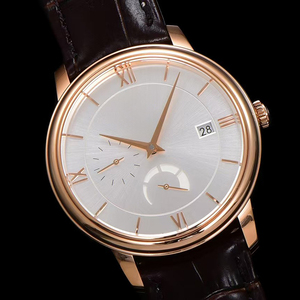 Reloj de Pulsera para Hombre, Diseño Clásico, Caja de Oro Rosa, Correa de Cuero Marrón, Reserva de Marcha, Segundero Pequeño, Mecánico Automático - Product Image 3
