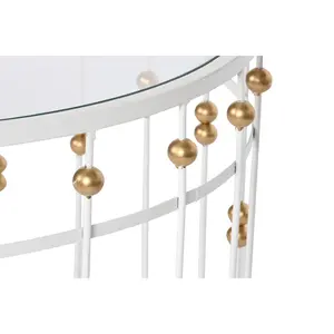 Tavolino da Caffè in Metallo e Vetro 82X82X45 Bianco - Product Image 3