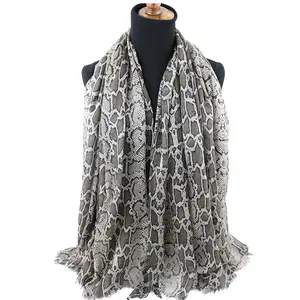 Custom Women Winter 90% modal 10% cashmere scarf shawl designer Snake Skin Printed Long Cashmere Scarves stoles