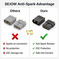 SEJOW XT90 Anti-Spark-Stecker 90A Sicherer Hot-Connect ESC-Schutz RC 6S LiPo Hochleistungs-Silikon OEM