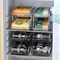 Boîte de rangement télescopique en plastique pour réfrigérateur, avec positionnement automatique, transparente, double couche, pour canettes, support de rangement de cuisine
