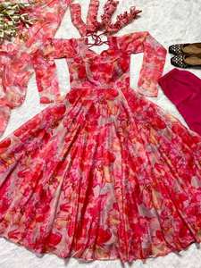 Moderno Anarkali Salwar Kameez con Mangas Largas para Ocasiones de Invierno/Verano, Secado Rápido, Estilo Antra, Organza Tabhi - Product Image 2