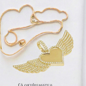 Premium Gold Lab Grown Diamond <b>Angel</b> Wing Photo Pendant Personalized Picture Pendant Custom Gift Jewelry - Product Image 2