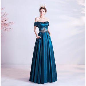 Robe de <span class=keywords><strong>soir</strong></span>ée pour réunion annuelle 2022, nouvelle collection été, performance sur podium, animatrice, robe bleue à une épaule, robe de banquet, robe de fête - Product Image 6