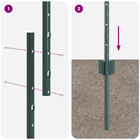 Postes de Cerca para Granja, Canal en U, Verdes, 80-200mm, Acero, 6 Pies, Resistentes, Modernos, con Recubrimiento en Polvo, Soporte de Hierro para Jardín Exterior, Naturales