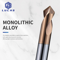 Mata Bor Karbida Padat Kustom Lucas Tools dengan Sudut Ujung 90 Derajat, Lapisan AlTiN, 55HRC, 2 Mata Potong, Dukungan ODM & OEM