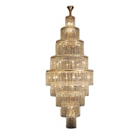 Lustre en cristal de luxe, lampe d'escalier de Villa de hall d'hôtel, Lustre en or de hall d'hôtel, Lustre moderne en cristal