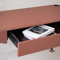 Bureau d'écriture moderne de luxe en acier inoxydable, table de bureau rouge avec rangement