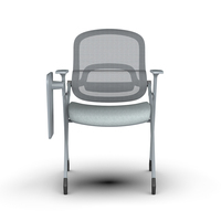 Chaise de bureau ergonomique moderne en maille avec revêtement PU, pour hôpital et école, avec accoudoirs réglables, tablette d'écriture incluse et table pliable