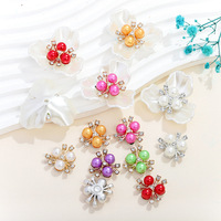 Décoration colorée en perles, fleurs et strass pour épingles à cheveux, accessoires de couture et de bricolage pour vêtements