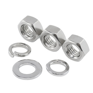 Stainless Steel Hex Nuts And Flat Spring Washers Set M1.6 M52 Industrial Grade B Level 4.8 Construction Use - Product Image 1