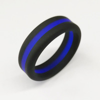 Bague en silicone bicolore bleu beige de 8 mm, style sandwich, tendance sportive pour hommes, mode européenne et américaine