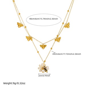 Daisy Bee Pendant Stainless Steel Double Layer Clavicle Necklace Flower Insect Design Gift Jewelry - Product Image 4