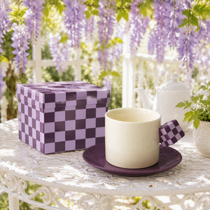 Taza <span class=keywords><strong>de</strong></span> Café <span class=keywords><strong>de</strong></span> Cerámica y Porcelana Morada Nórdica Moderna con Asa <span class=keywords><strong>de</strong></span> <span class=keywords><strong>Cubo</strong></span> <span class=keywords><strong>de</strong></span> <span class=keywords><strong>Rubik</strong></span> a Cuadros, Juego Creativo con Platillo, 250ml, para Hogar y Oficina - Product Image 3