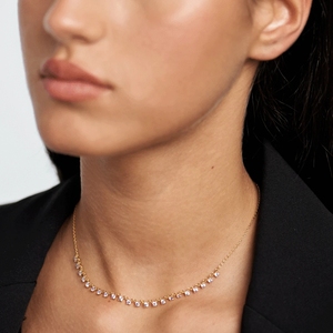 قلادة فضية عيار 925 مطلية بالذهب من الشركة المصنعة للمجوهرات، قلادة أنيقة مرصعة بالألماس والزركونيا المكعبة - Product Image 2