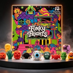 Nouveau produit Série Halloween Funky Frights Squish O Ween Ensemble de compte à rebours en silicone Balle à presser à récupération lente Unisexe - Product Image 5